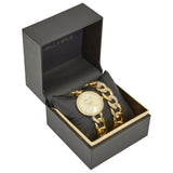 Crystal Chain Link Watch-Bracelet Set Gold