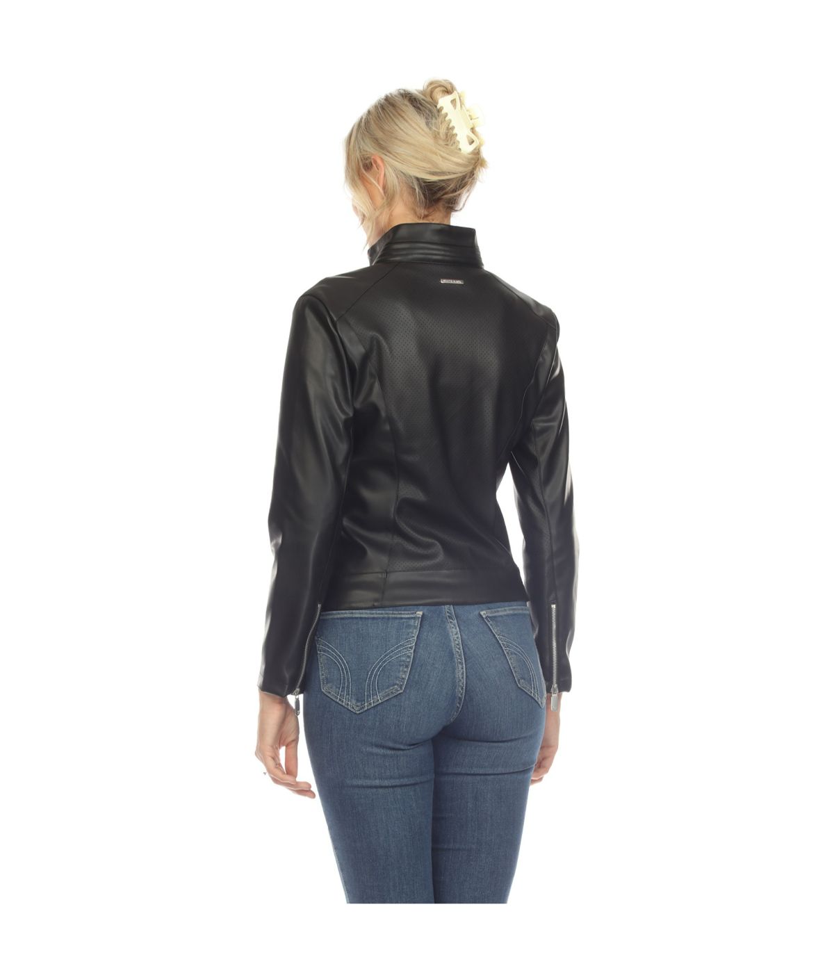 Women's Classic Biker Faux Leather Jacket Black