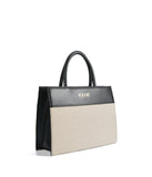 Victoria Tote Leather Canvas Combo Bag Black