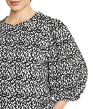 Plus Size Balloon Sleeve Jacquard Top