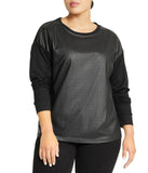 Long Sleeve Serenity Faux Leather Top- Plus Size