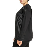 Long Sleeve Serenity Faux Leather Top- Plus Size