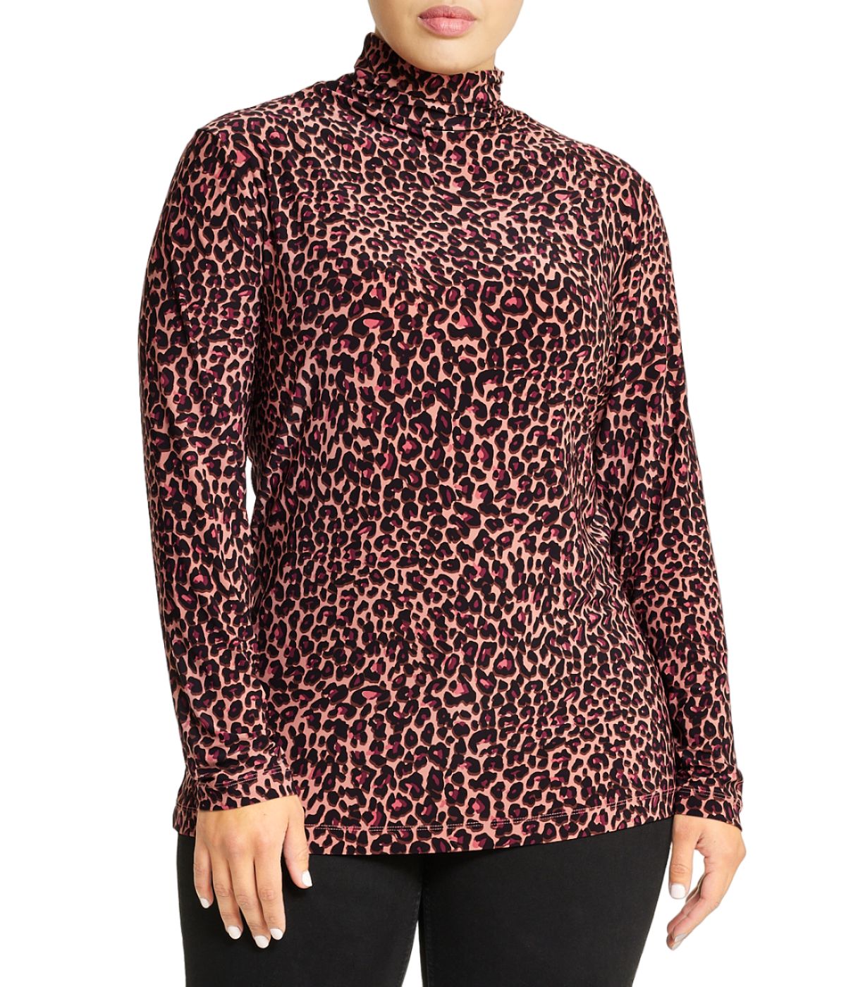 Plus Size Seamless Turtleneck, Printed ITY