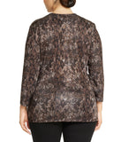 Plus Size 3/4-Sleeve Snake Marl Wrap Top