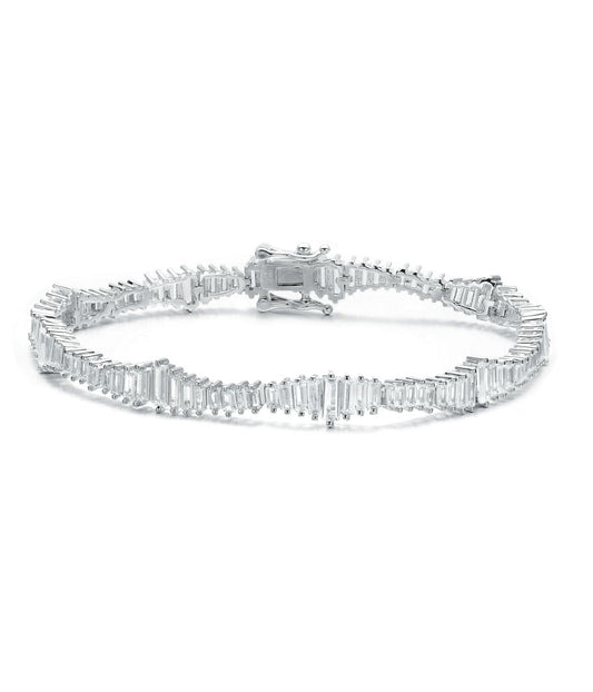 Rhodium Plated Clear Cubic Zirconia Tennis Bracelet