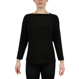 Solid Ity 3/4 Sleeves Boatneck Top