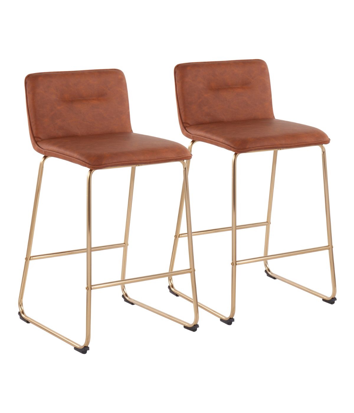 Casper Fixed-Height Counter Stool - Set of 2 Gold & Camel