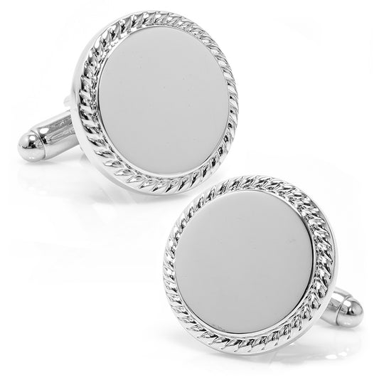 Stainless-Steel-Rope-Border-Round-Engravable-Cufflinks-Silver-1