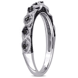 1/8 CT TW Black Diamond 10K White Gold Vintage Anniversary Band