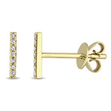 0.05 CT TW Diamond Accent Bar 14k Yellow Gold Post Earrings