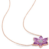 Amethyst and Diamond Floral Necklace