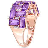 2 4/5 CT TGW African-Amethyst and 1/10 CT TW Diamond 10K Rose Gold Geometric Ring