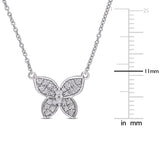 1/8 CT TW Diamond 10K White Gold Butterfly Pendant with Chain