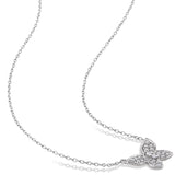 1/8 CT TW Diamond 10K White Gold Butterfly Pendant with Chain