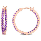 Amethyst Inside Outside Hoop Earrings