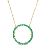 Created Emerald Open Circle Necklace