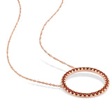 Garnet Open Circle Necklace