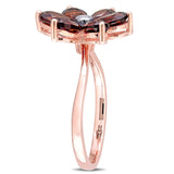 3 CT TGW Garnet and Diamond Accent 10K Rose Gold Floral Ring