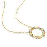 .04 CT TW Diamond 10K Yellow Gold Accent Open Circle Leaf Pendant