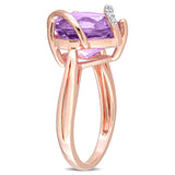 6 1/2 CT TGW Amethyst and Diamond Rose Plated Sterling Silver Accent Heart Ring