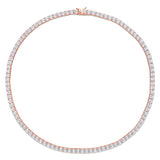 Created White Sapphire Tennis Necklace in Rose Plated Sterling Silver