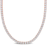 Created White Sapphire Tennis Necklace in Rose Plated Sterling Silver