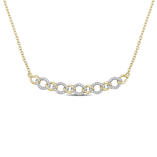 1/5 CT TW Diamond Yellow Plated Sterling Silver 2 Tone Link Necklace