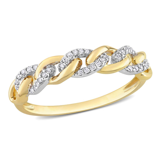 1/10 CT TW Diamond 10k Yellow Gold Mini Link Ring