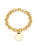 Gold Stainless Steel Heart Shape Tag Bracelet