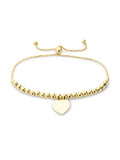 Gold Bolo Bracelet w/ Heart Tag