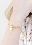 Gold Bolo Bracelet w/ Heart Tag