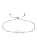 Sterling Silver Horizontal Cross Bolo Bracelet