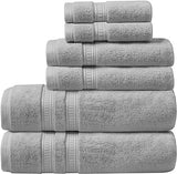 Plume 100% Cotton Feather Touch Antimicrobial Towel 6 Piece Set Grey