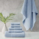 Nuage Cotton Tencel Blend Antimicrobial 6 Piece Towel Set Blue