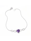 Silver Birthstone Heart Inifinity Bracelet