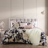 Blush Flowers 100% Cotton 200 Thread Count 5-Piece Reversible Comforter Set Blue