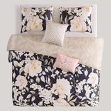 Blush Flowers 100% Cotton 200 Thread Count 5-Piece Reversible Comforter Set Blue