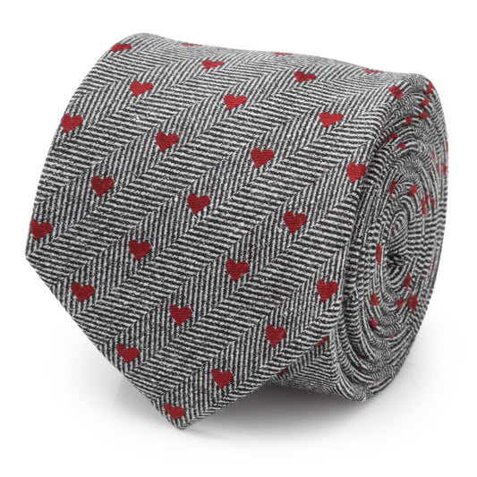 Herringbone-Heart-Mens-Tie-Black-1