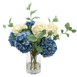 Assorted Hydrangea Arranged in a Glass Vase