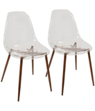 Clara Dining Chair - Set of 2 Walnut & Clear