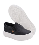 Kid's double gore slip-on casual sneaker with Canvas or PU upper Black Snakeskin