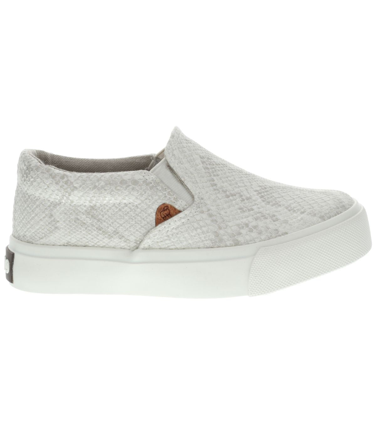 Kid's double gore slip-on casual sneaker with Canvas or PU upper White Snakeskin