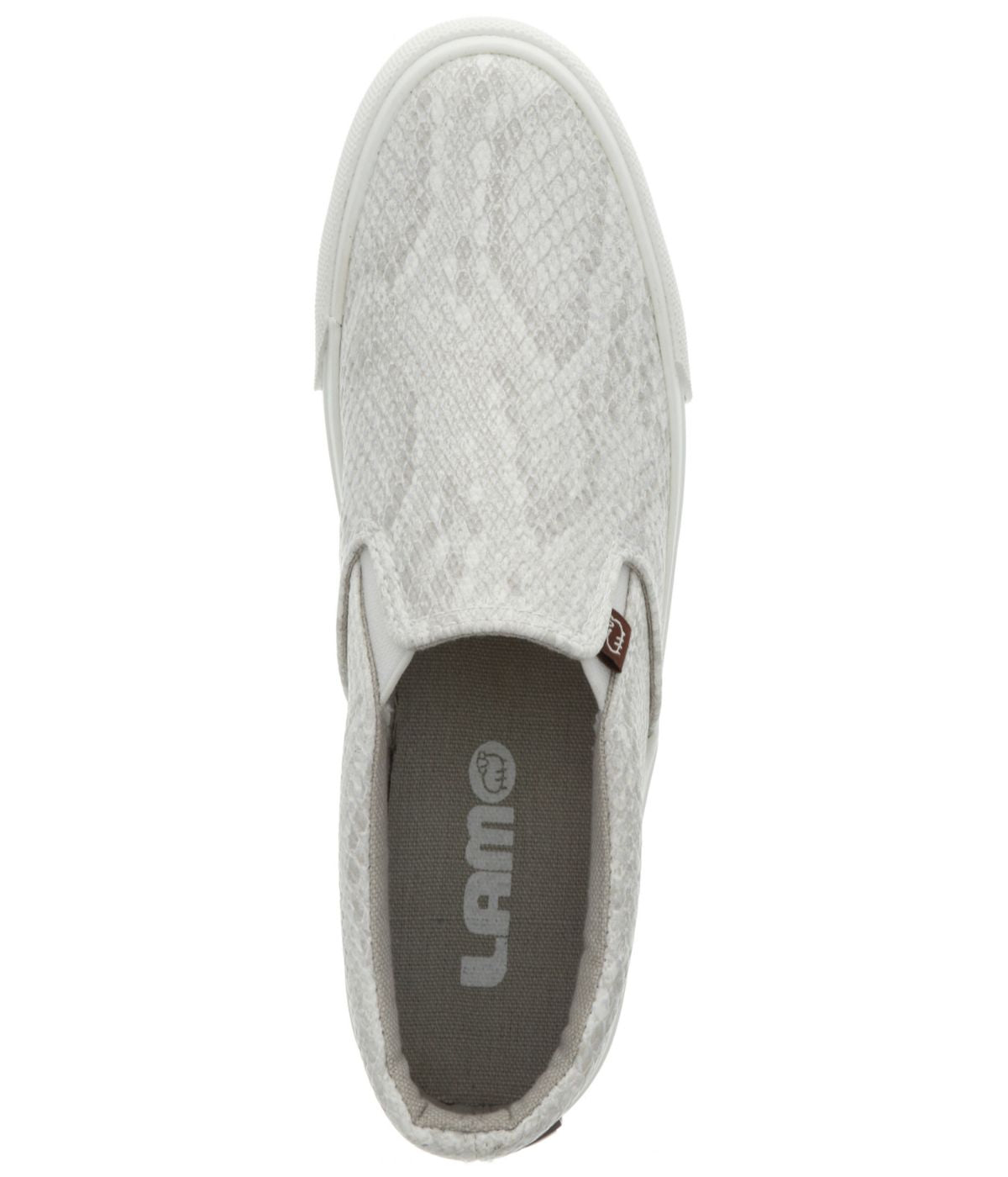 Kid's double gore slip-on casual sneaker with Canvas or PU upper White Snakeskin