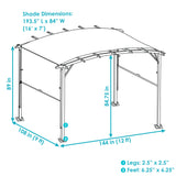 Metal Arched Pergola with Retractable Canopy 9' x 12'