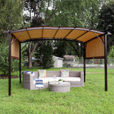 Metal Arched Pergola with Retractable Canopy 9' x 12'