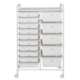 White Metal 15-Drawer Rolling Storage Cart