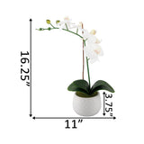 Tall Faux White Orchid In White Diamond Motif Ceramic Pot