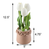 Three True to Life Tulips In Mauve Pink Pot