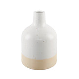 Two-Tone White and Peach Speckled Ceramic Vase
