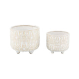 Set of 2 Cascading Footed Ceramic Planters